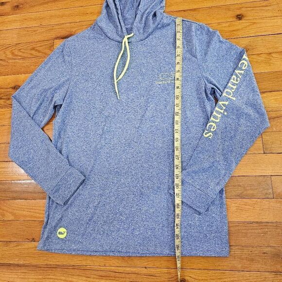 Vineyard Vines Mens Blue Neon Green Logo Long Sleeve Hood Shirt S - Picture 4 of 7